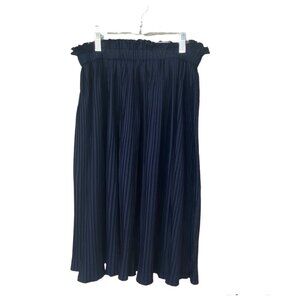 Lightweight Pleated Navy Blue Downeast Ruffle Waist Skirt Size M